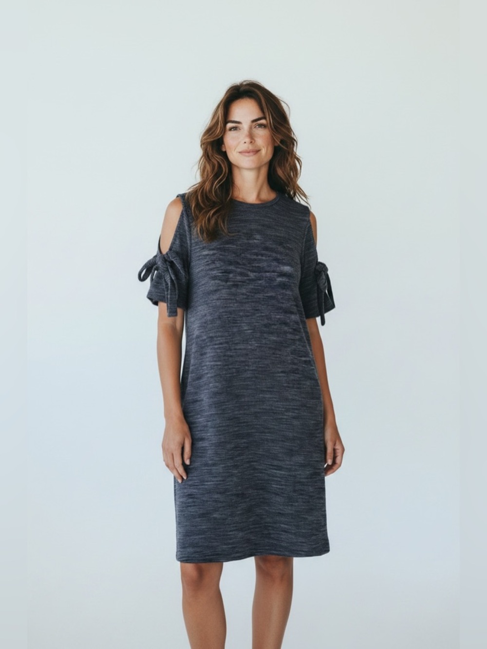 She + Sky Cold Shoulder Dress Blue Size Small